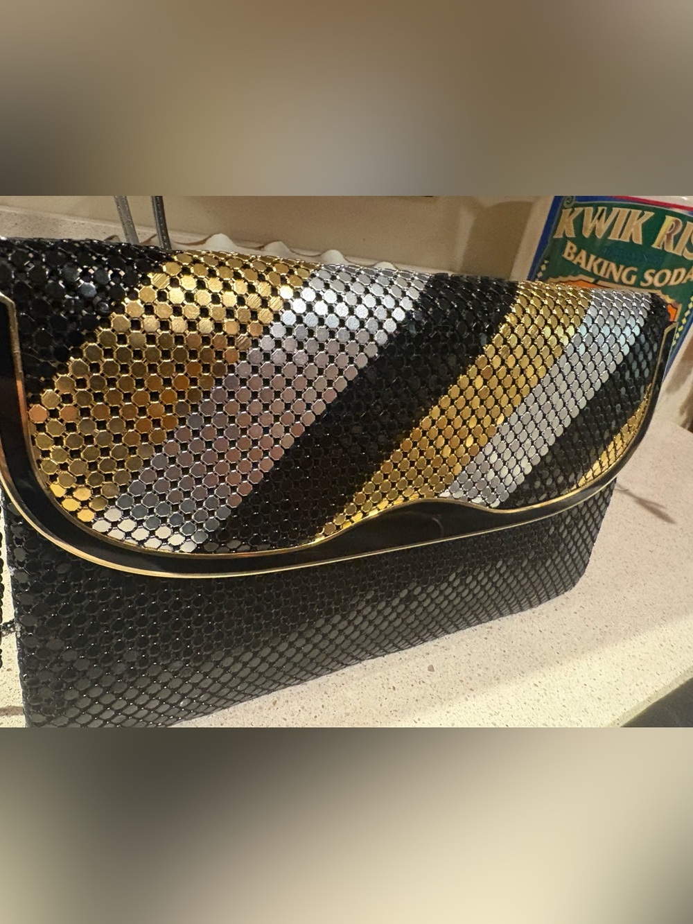 Another Y & S Original Metal Mesh Purse Envelope Clutch Gold Black Silver 80’s